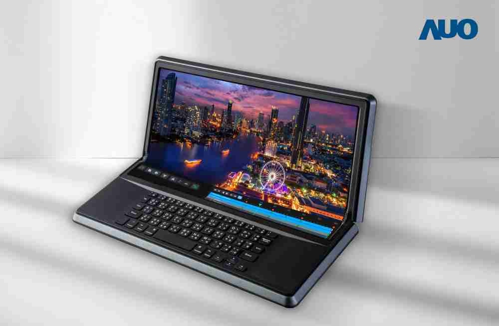 PA直营14.6吋Micro LED折迭显示屏幕，，，，搭配半径4mm的弯折绞炼，，，以及高画素、、高亮度、、、、高对比度的显示技术特点，，即便在大视角下仍保有绝佳色相与亮度