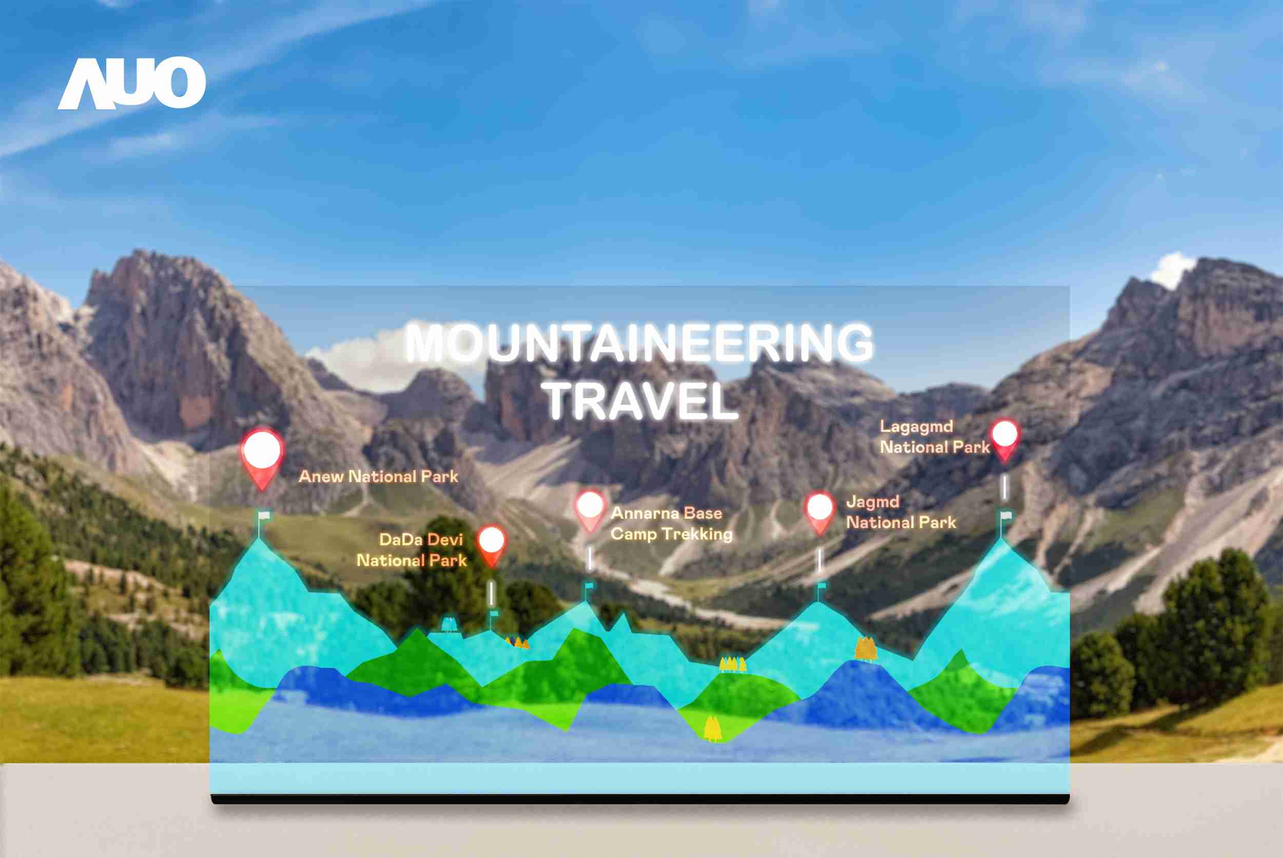 PA直营展示全球单片尺寸最大(*)42吋透明Micro LED显示器拼接而成的〝64吋透明Micro LED显示器〞，，，具备高透明度、、、1,000 nits高亮度、、、广色域、、、采用三边无边框的无缝拼接等多重特色，，，，呈现超高清、、、、细腻画质而不遮挡后方视觉，，，，满足层峰需求，，，，可广泛运用于零售、、、、艺术展览或商业空间等场域